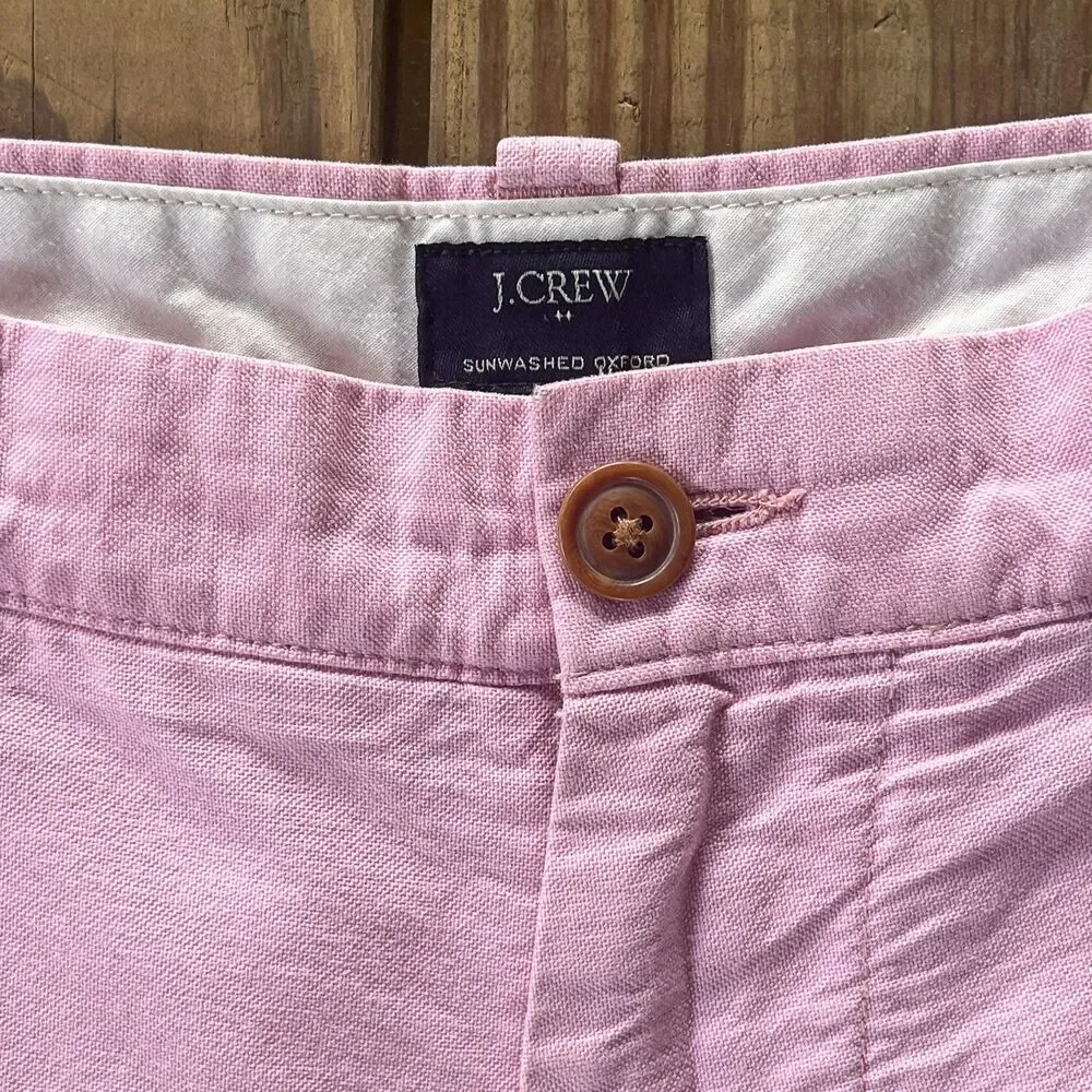 J.Crew Sunwashed Oxford Cotton Shorts - Light Pink - Men's Size 31W